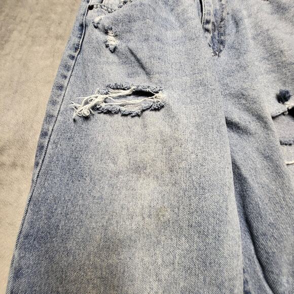 Arizona Jeans Womens 7 Blue Distressed High Rise Wide Leg Ripped Denim Pants - Picture 8 of 10